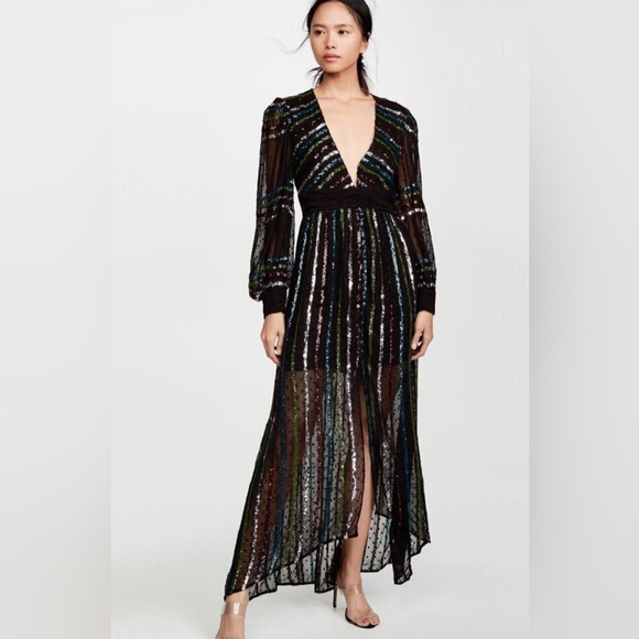 NWT Rococo Sand black sequin
polka dot maxi dress - Picture 4 of 7